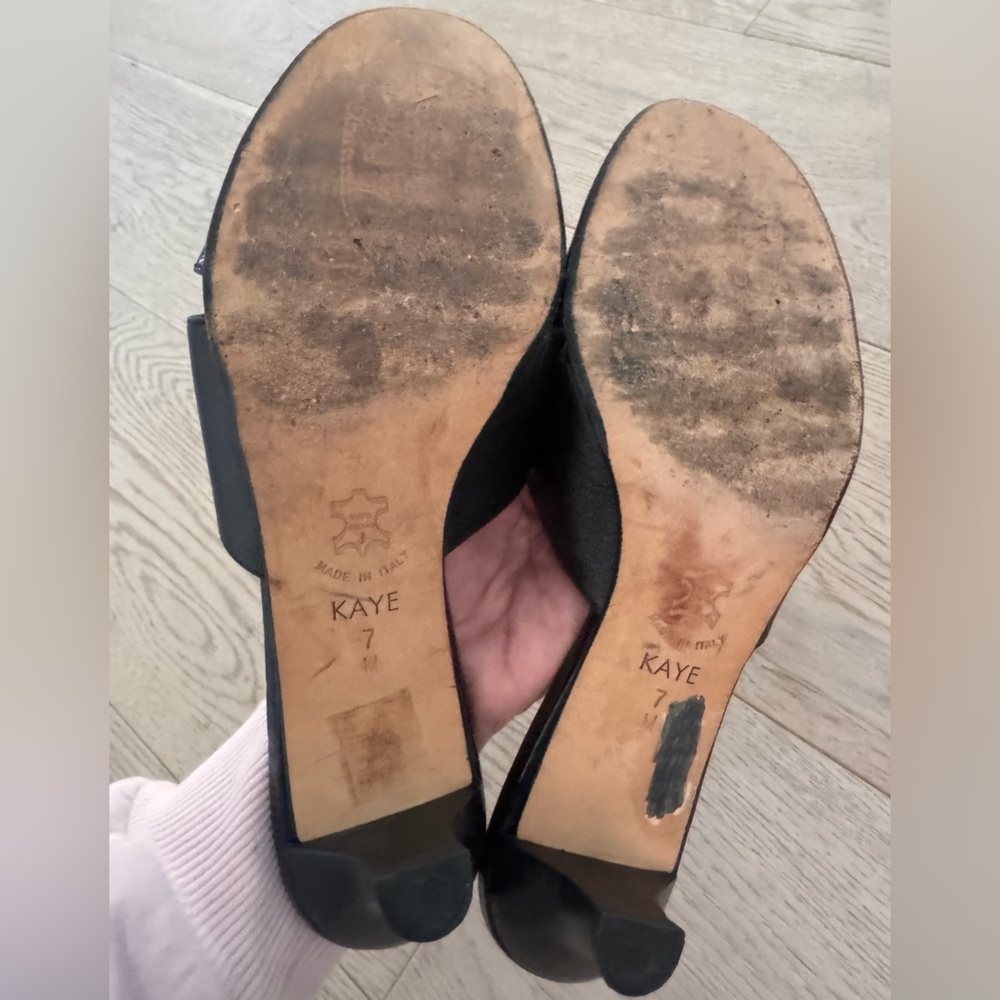 Brighton Kaye black leather sandals with patent croc-embossed strap size 7 - Picture 5 of 6